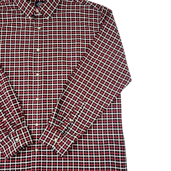Men XXL St. Johns Bay Red Plaid Button-Down Long Sleeve Comfy Stretch Easy Care - Picture 5 of 14